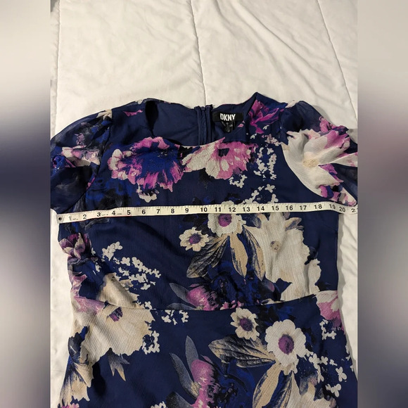 DKNY Women's Floral Print Goddet-Trim Midi Dress Size 12 - Picture 13 of 13